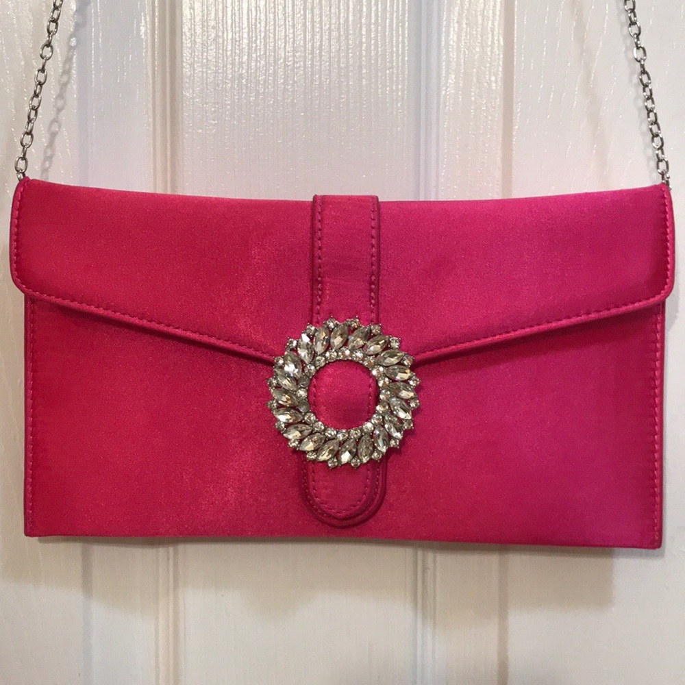 Fuchsia Clutch Party Dance Purse with Chain Strap